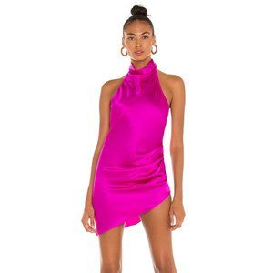 NEW Amanda Uprichard Samba Mini Dress Dark Hot Pink Fuchsia Magenta Silk Satin